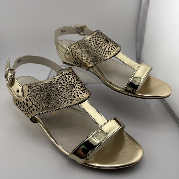 Anne Klein‎ Maddie Gold Slingback Sandal Open Toe Women’s Size 7.5 M NWB - Picture 2 of 10
